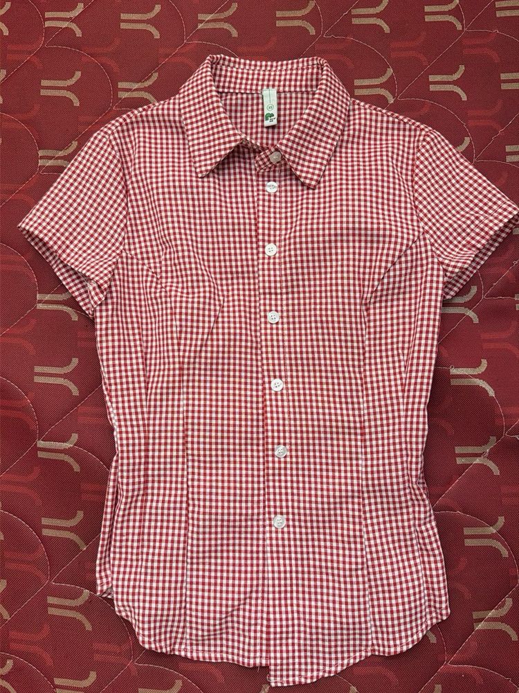 Classic Red Gingham NewMe Button-Up Shirt