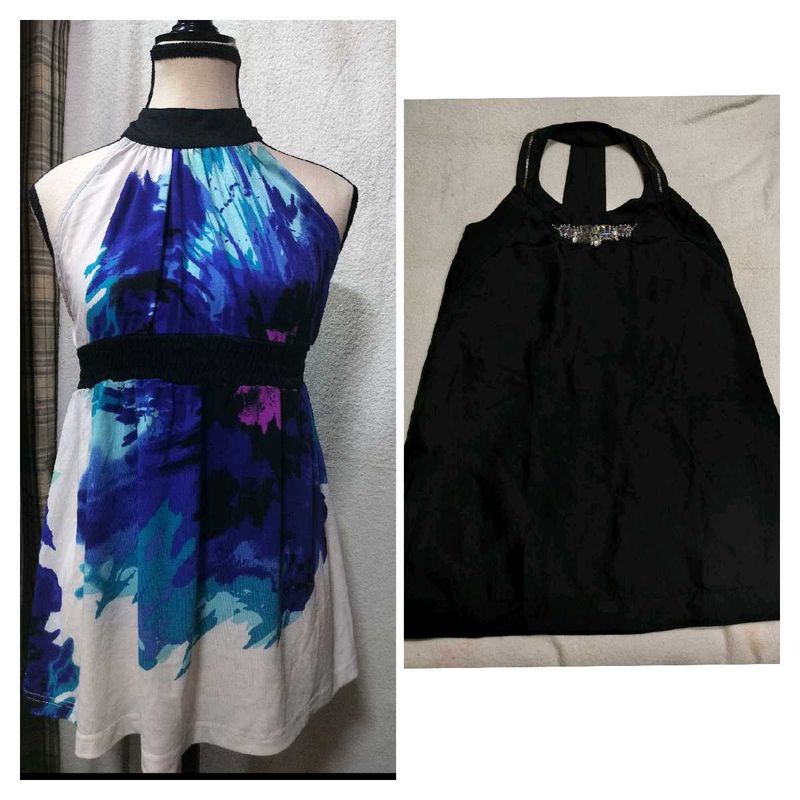 Abstract Print Halter Neck Dress-SET OF 2 💕