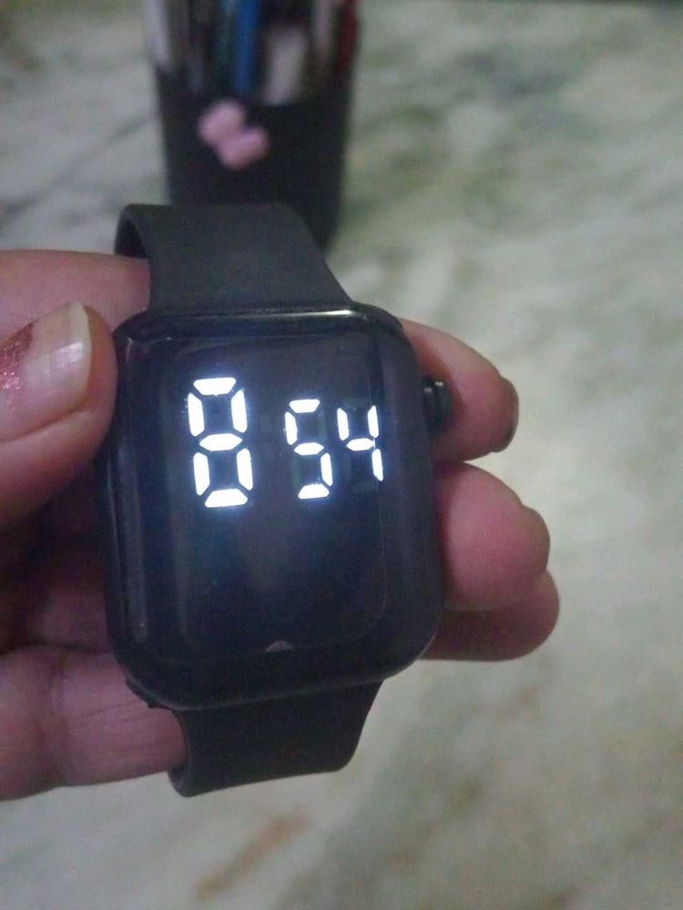 Digital LED Black Watch