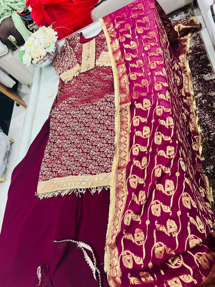 Elegant new Maroon sharara Set