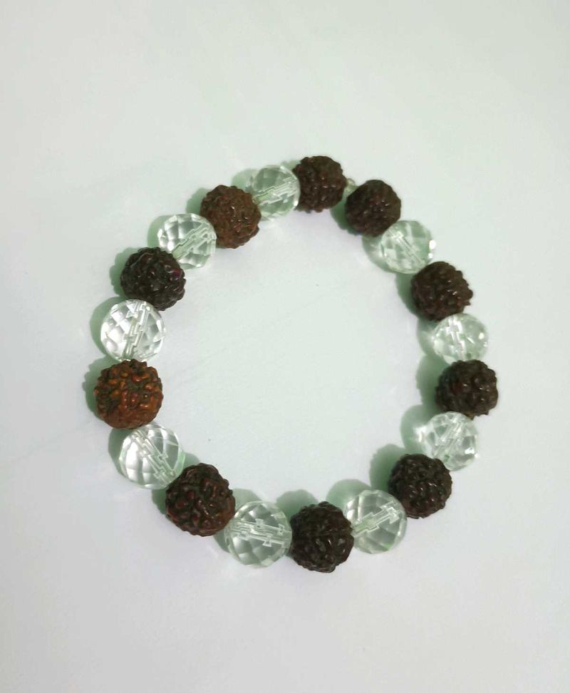 Rudraksha &amp; clear quartz Crystal Bracelet