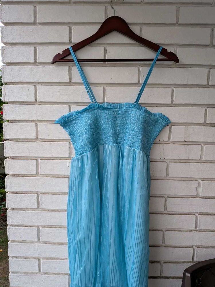 Light Blue Smocked Maxi Dress