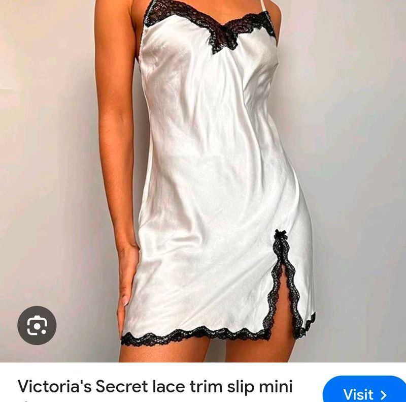 victoria secret white satin slip with brief 👍