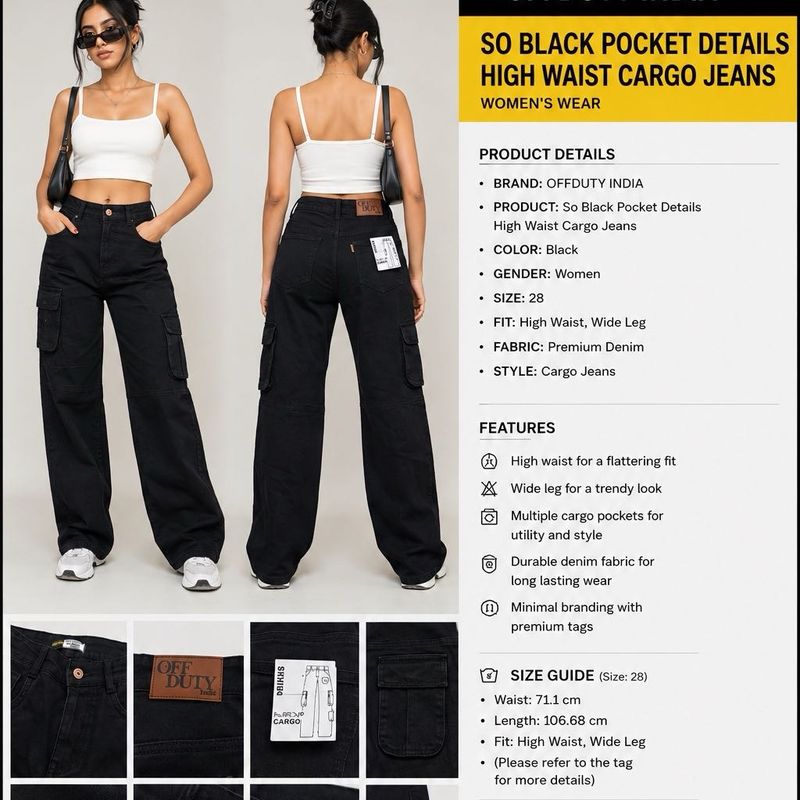 Off Duty Black Cargo Jeans