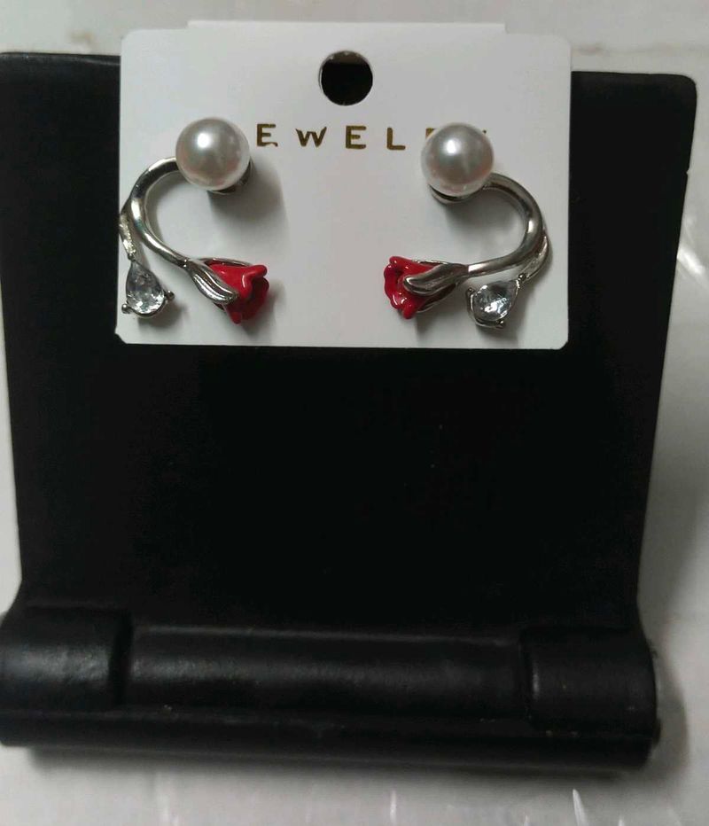 Pearl &amp; Rose Earrings