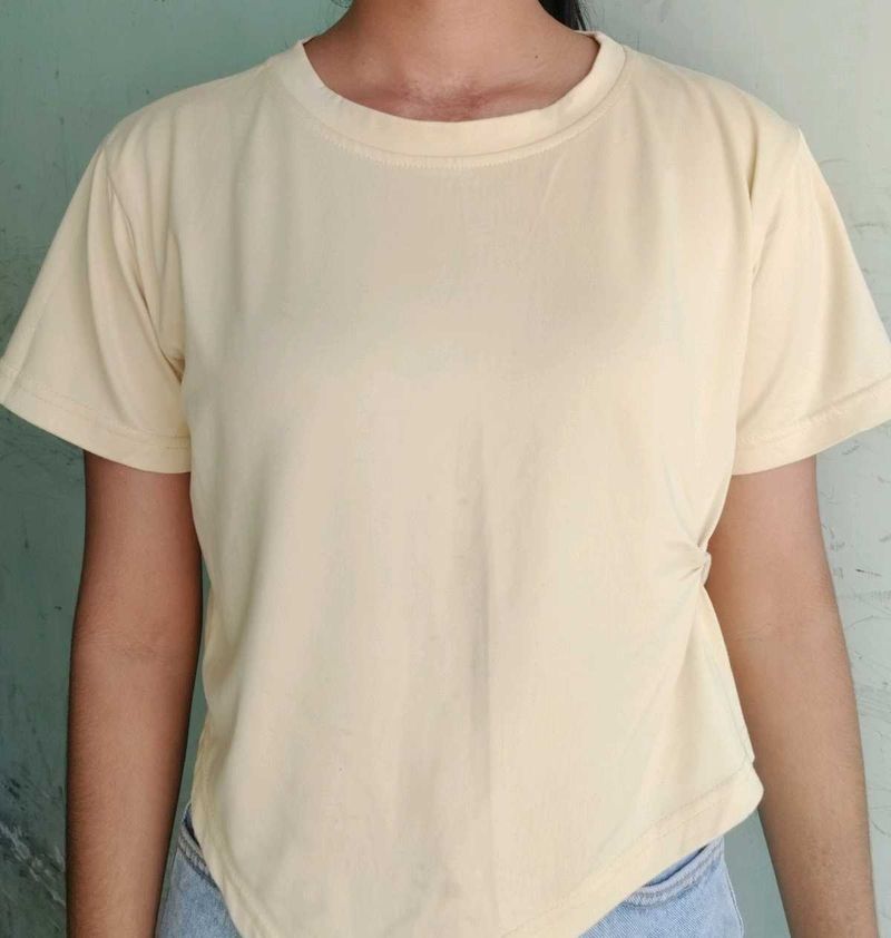 Light Yellow Crew Neck T-Shirt