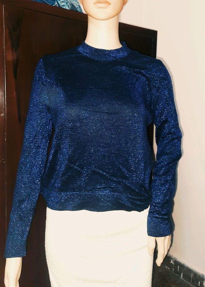 Blue Shining Top Looks Great For Party,Dates , Birthday And Other Outing