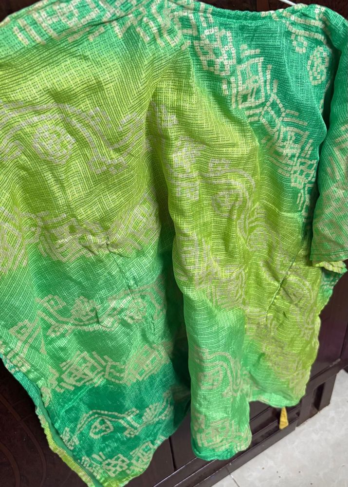 Green Ombre Dupatta with Print