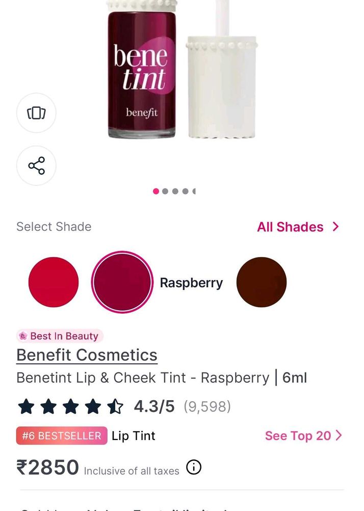 benefit lip and cheek tint - raspberry