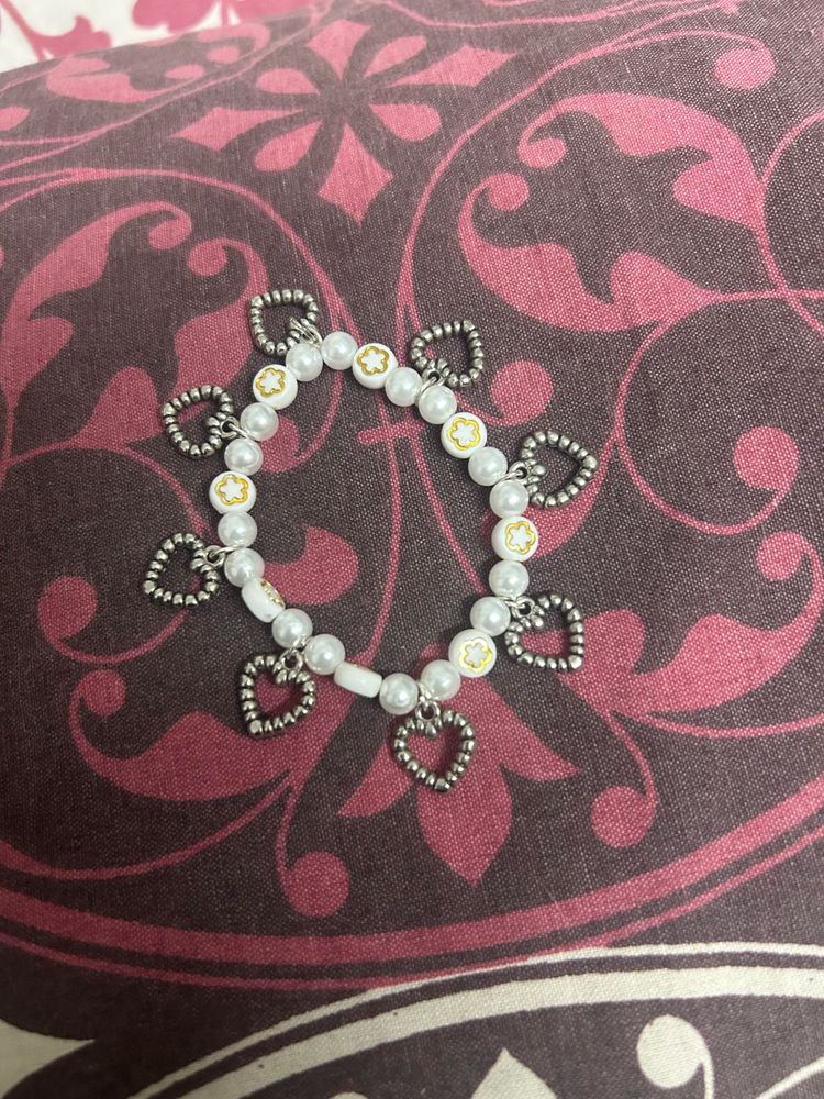 Charming Beaded Bracelet with Heart Charms