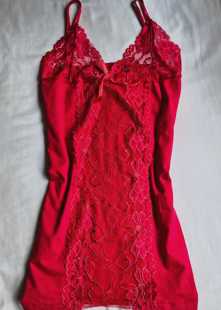 Stunning Red Lace Camisole Slip