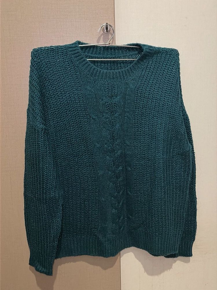 Teal Green Cable Knit Sweater