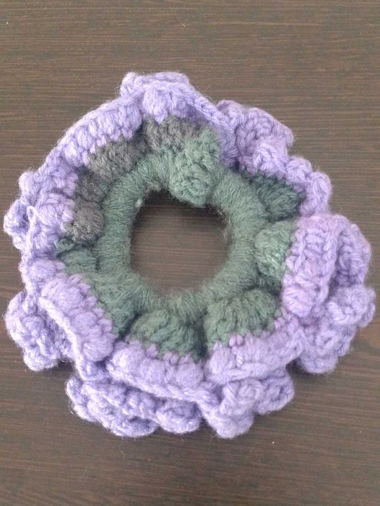 Handmade Crochet Flower Scrunchie