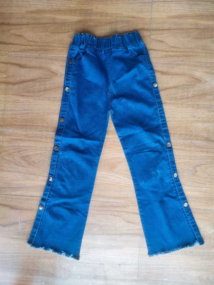Girls Blue Button-Up Jeans