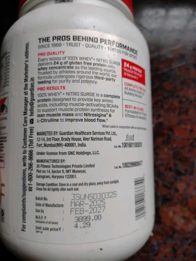 Nitro Surge 100% Whey Protein