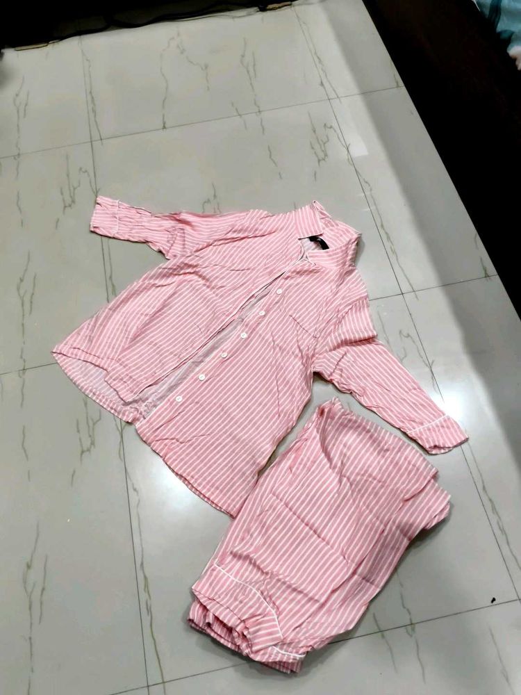 Pink Striped Pajama Set