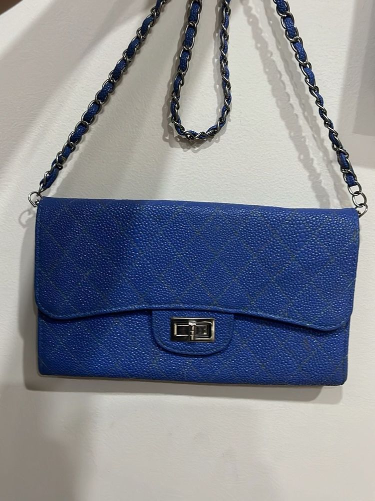 Stylish Blue Textured Crossbody Bag