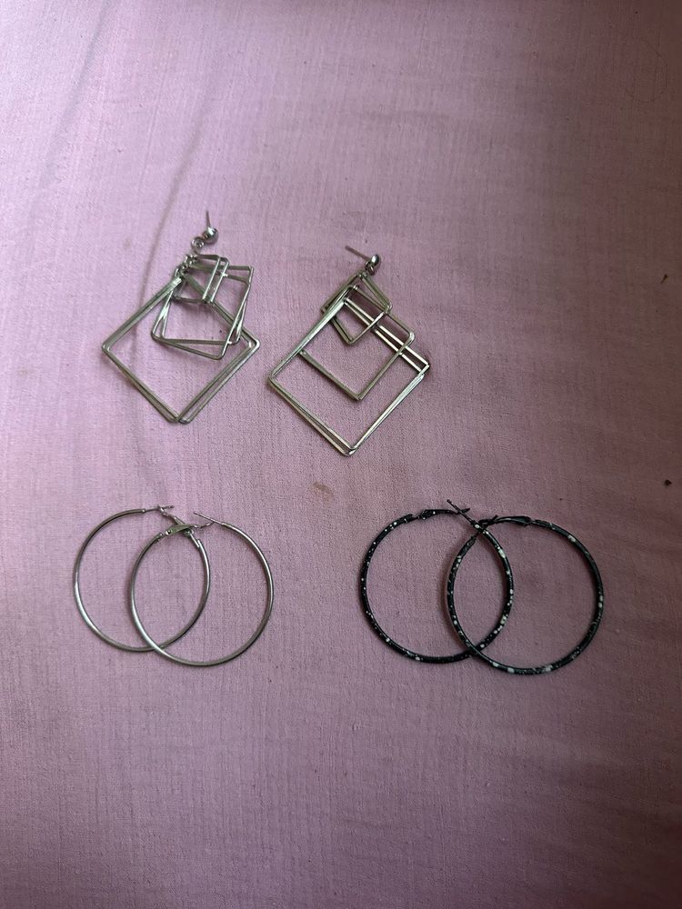 Chic Geometric &amp; Hoop Earrings Set