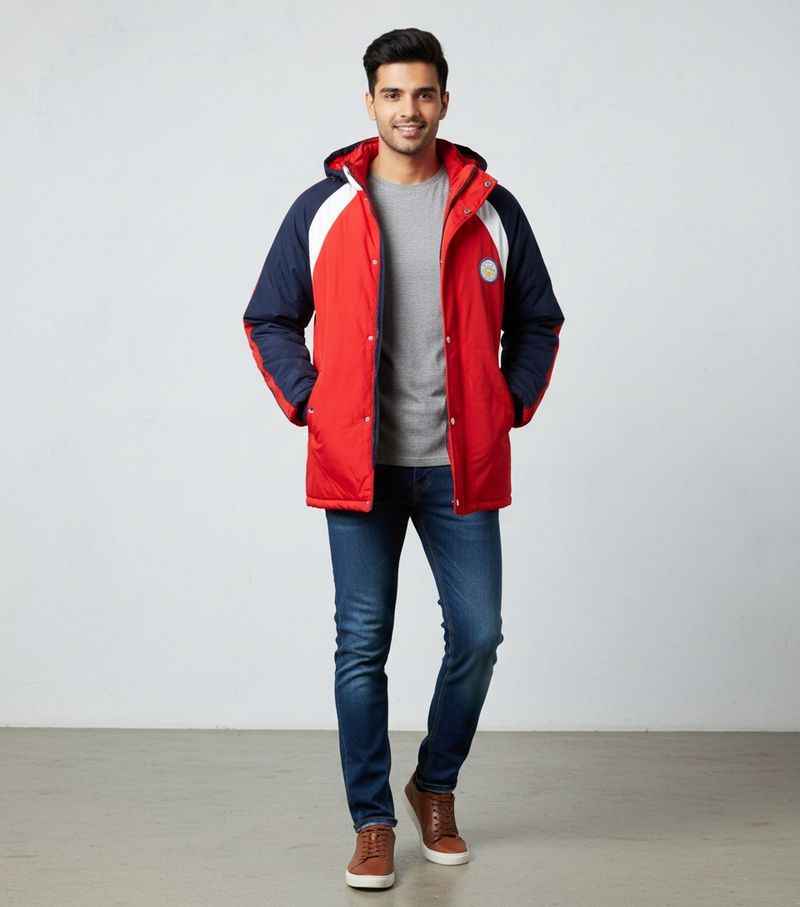 Red🔴&amp; Navy Blue Winter Hoodie Jacket For 38 Chest