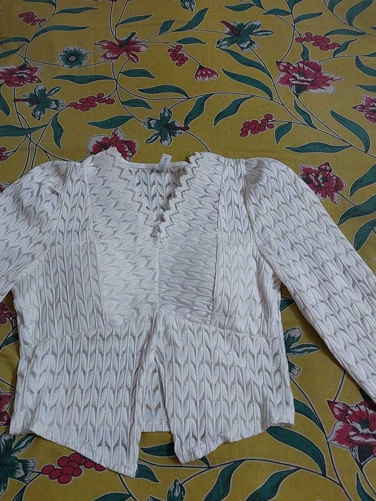 Elegant padded White Lace Blouse