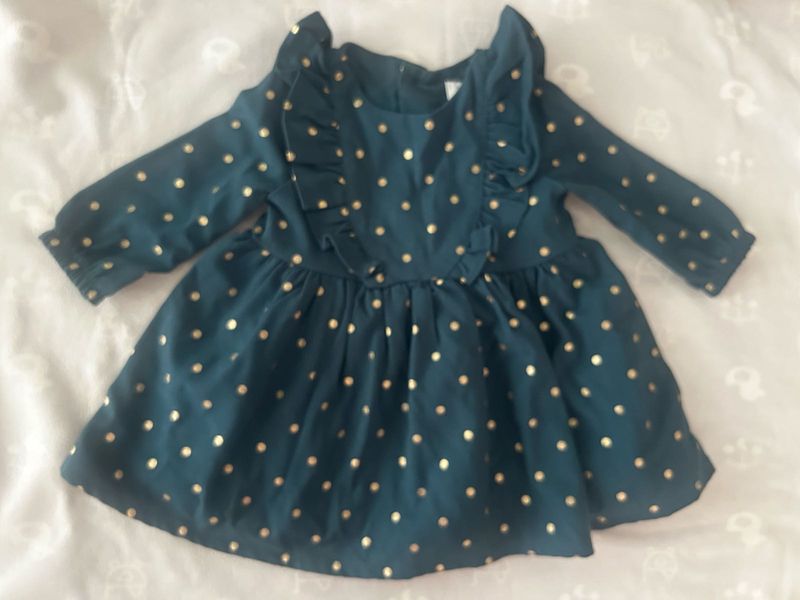 Girls Teal Polka Dot Dress