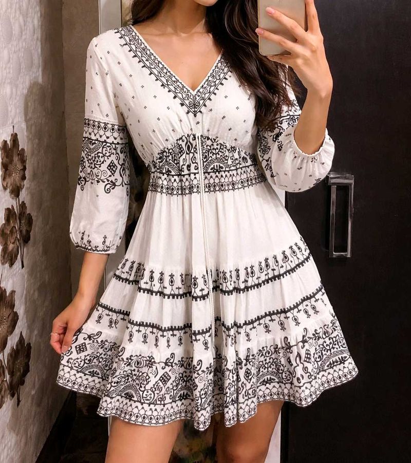 Boho Print Mini Dress