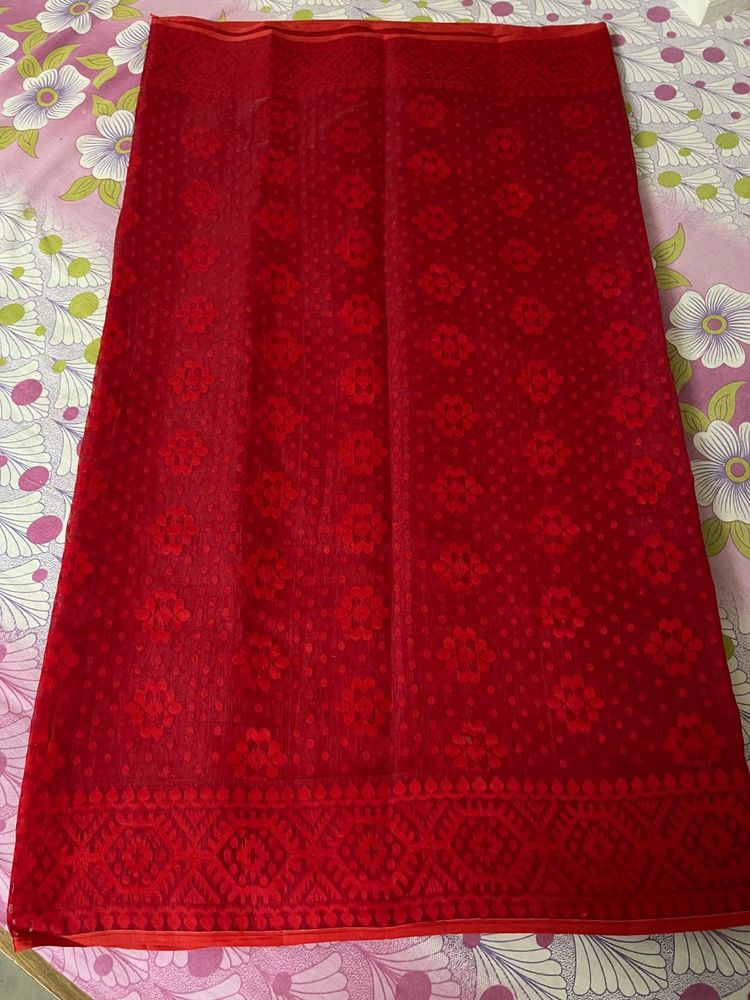 Red Jamdani Saree