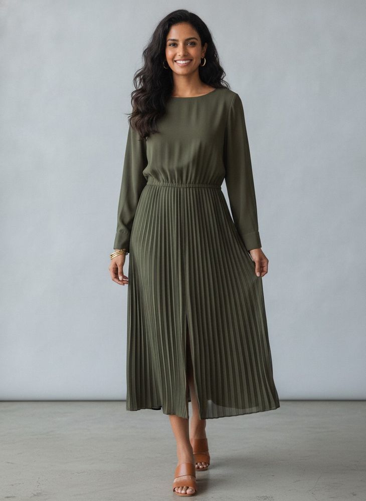 Pleated Midi Dress