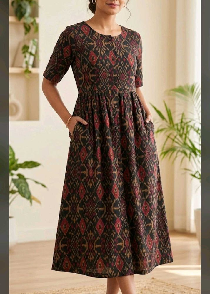 Bohemian Ikat Print Maxi Dress