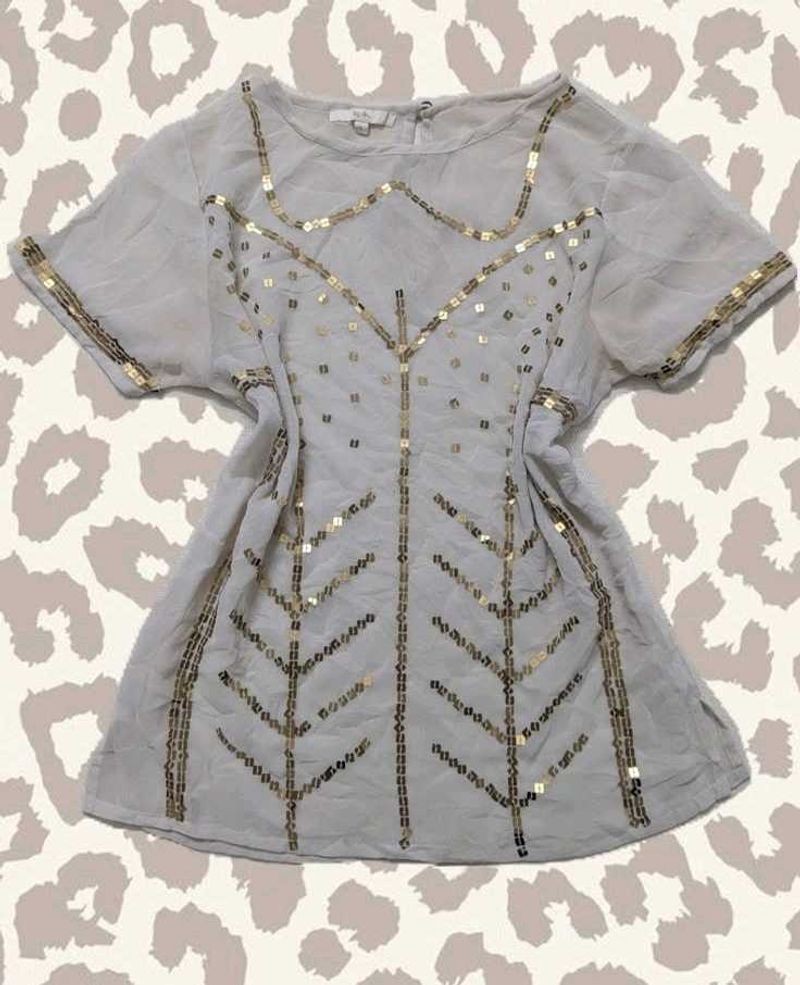 VINTAGE Gold Sequin Sheer Blouse –Y2k