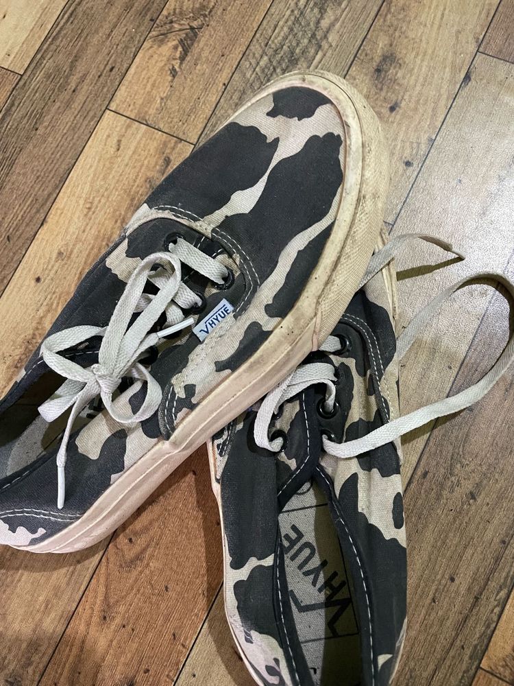 VHYUE Cow Print Canvas Sneakers