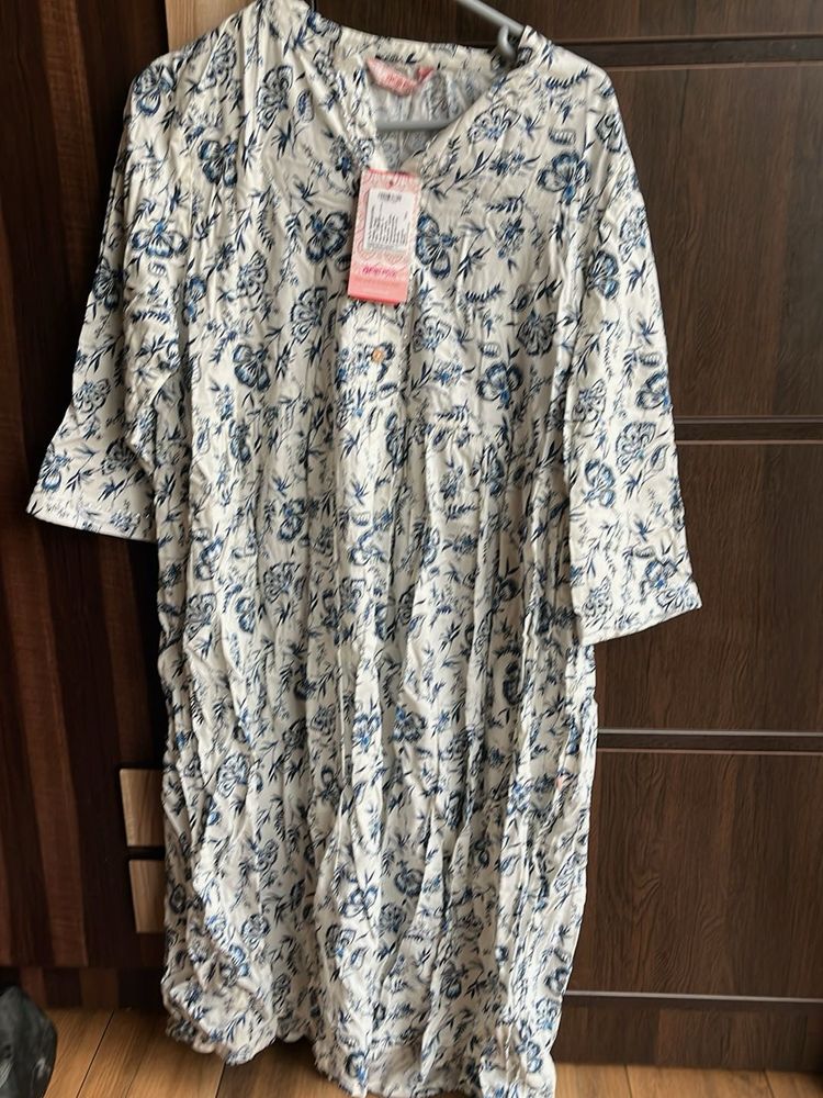 Blue Floral Print Kurta