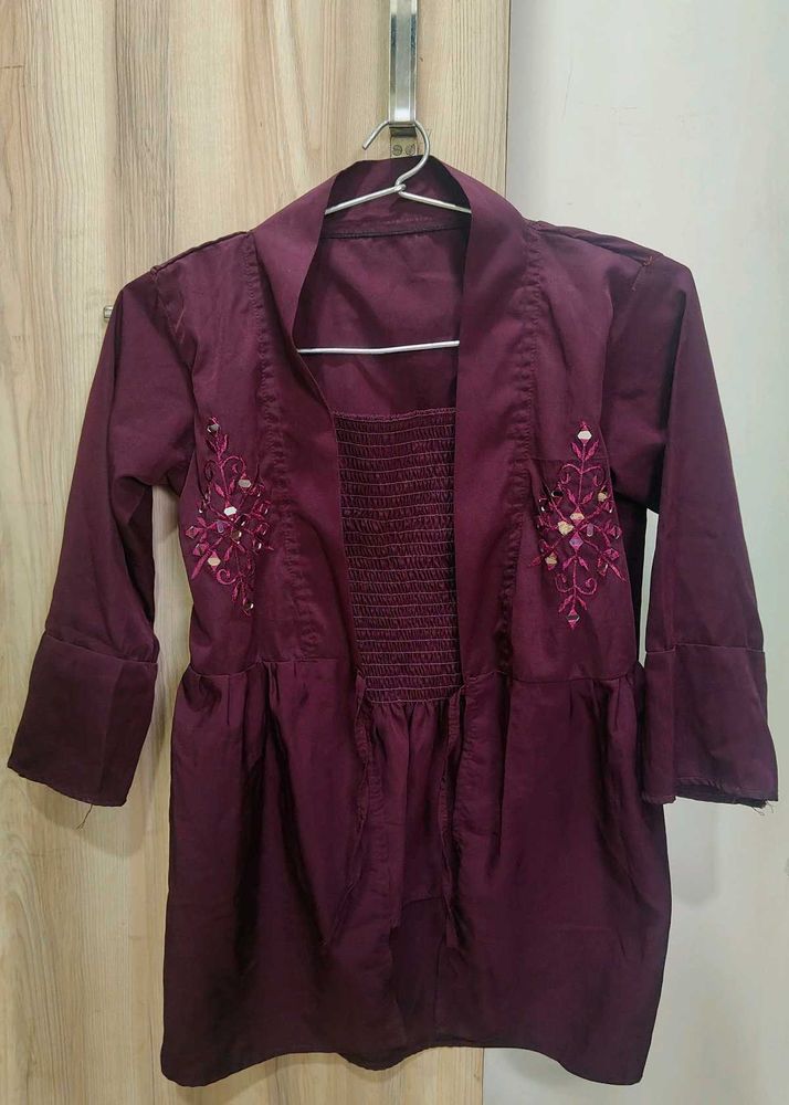 Purple top with attached jacket