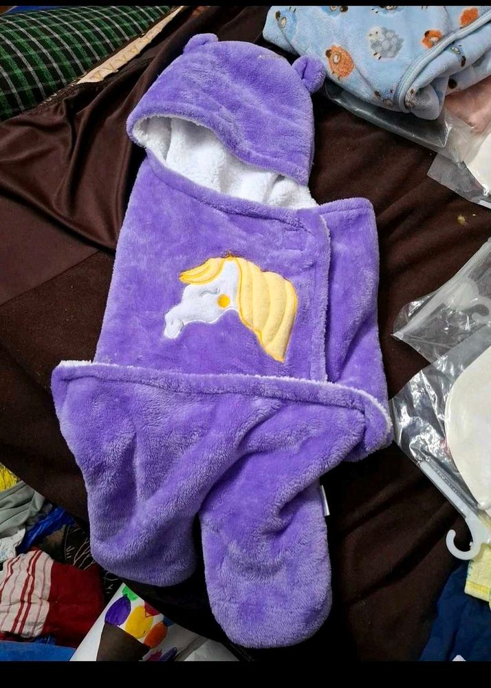 Cute Purple Unicorn Baby Swaddle Blanket