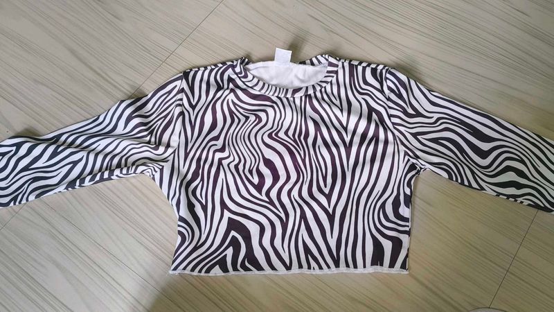 Trendy Zebra Print Long Sleeve Top