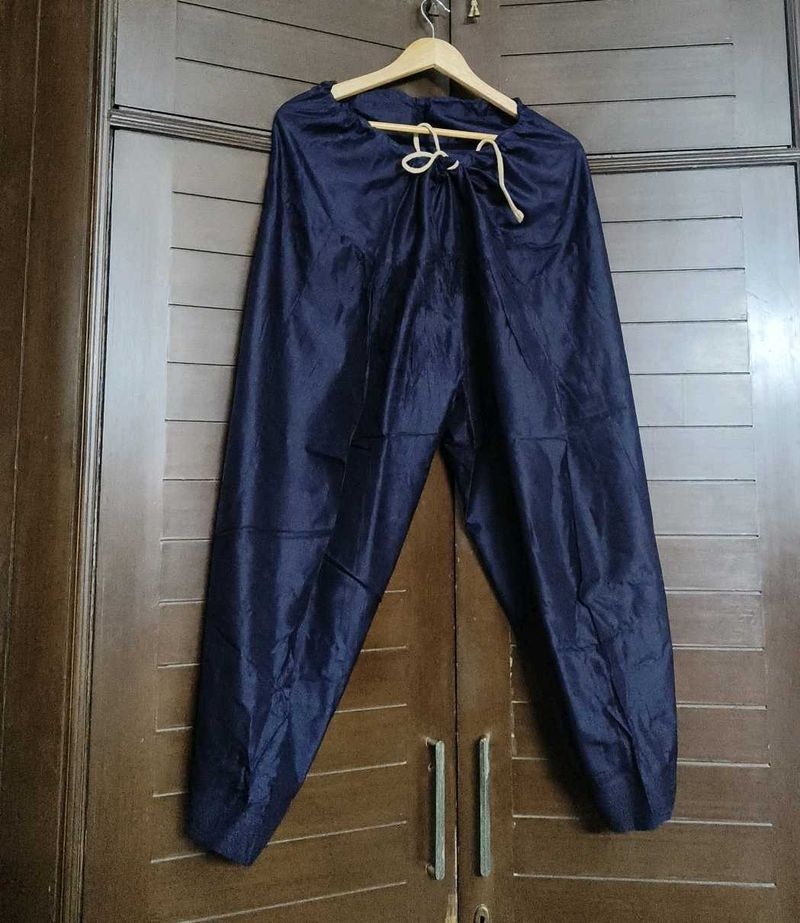Navy Blue Solid Cotton Silk Salwar