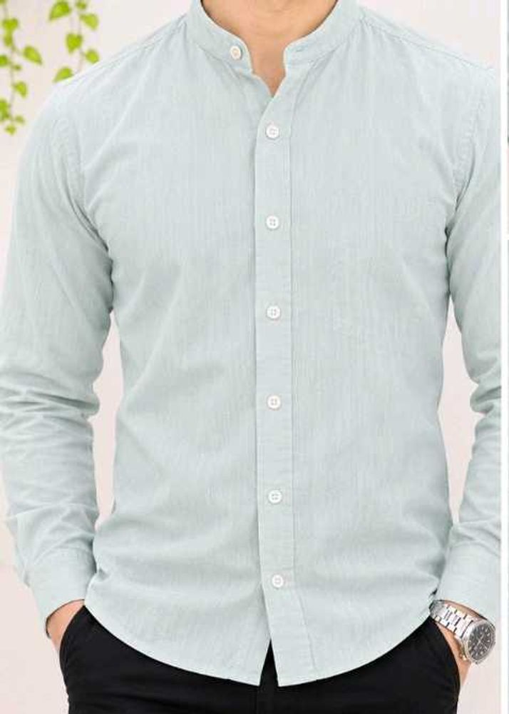 Men's Casual Band Collar Shirt