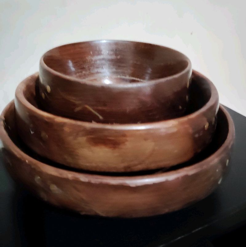 Set of 3 Wooden Mixing Bowls