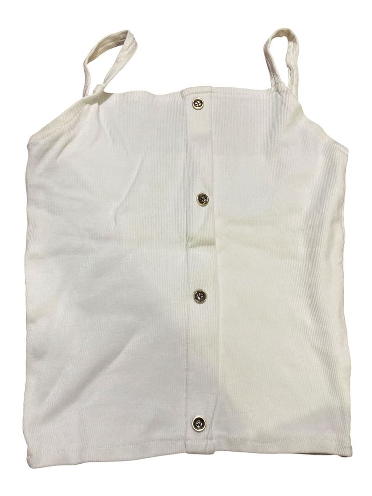 White Button Front Spaghetti Strap Tank Top