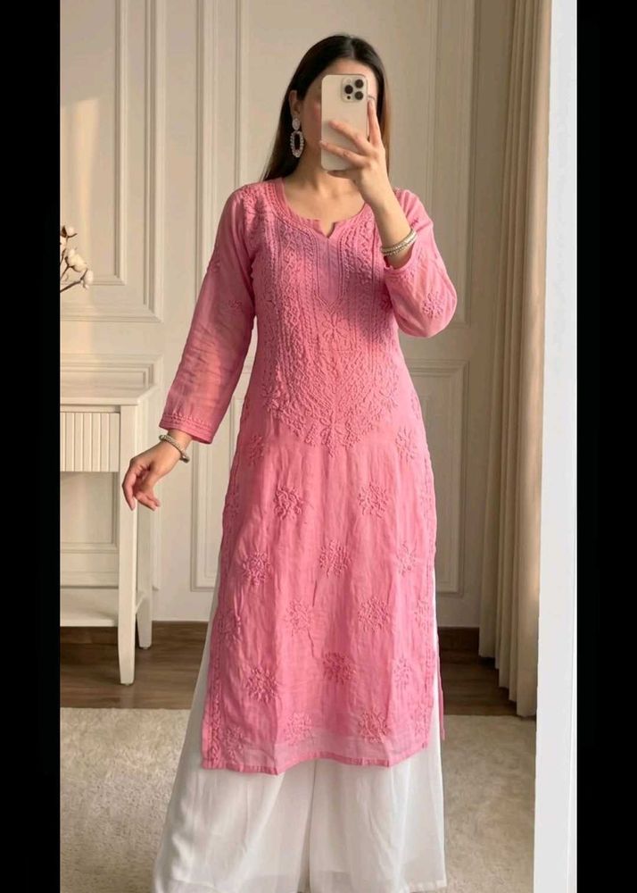 Elegant Pink Chikankari Kurta