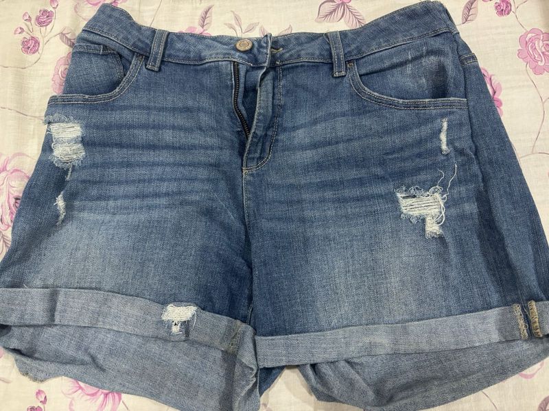 Distressed Denim Shorts