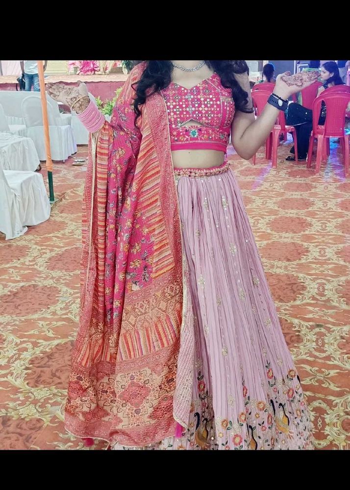 Stunning Pink Embroidered Lehenga Choli