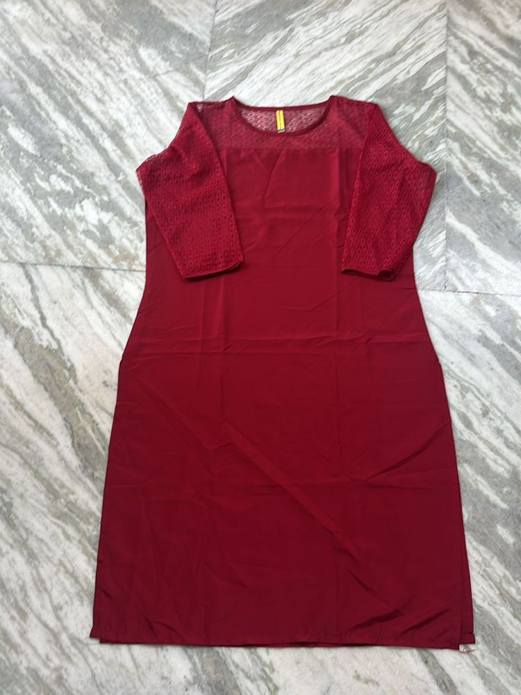 Elegant Red Lace Sleeve kurta