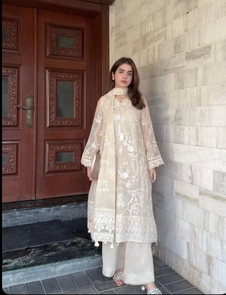 Elegant Cream Embroidered Kurta Set