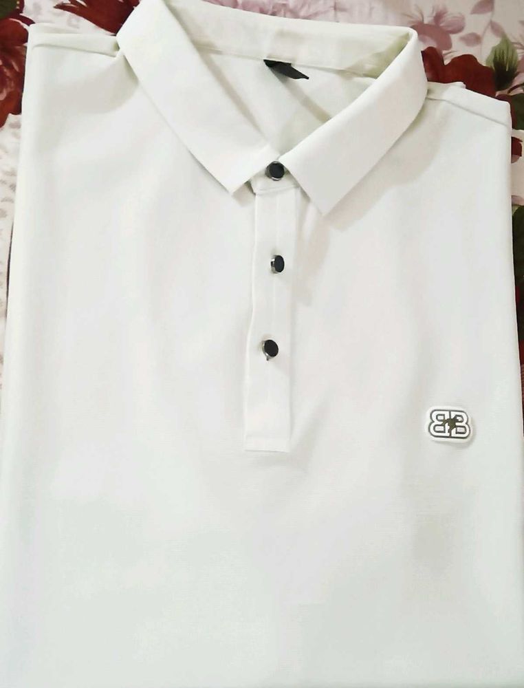 Men's White Polo Shirt with Logo