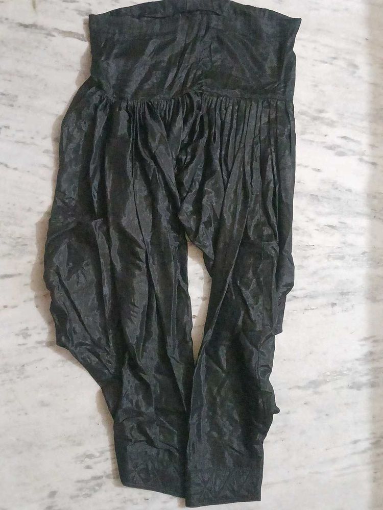 Elegant Black Silk Shiny Salwar