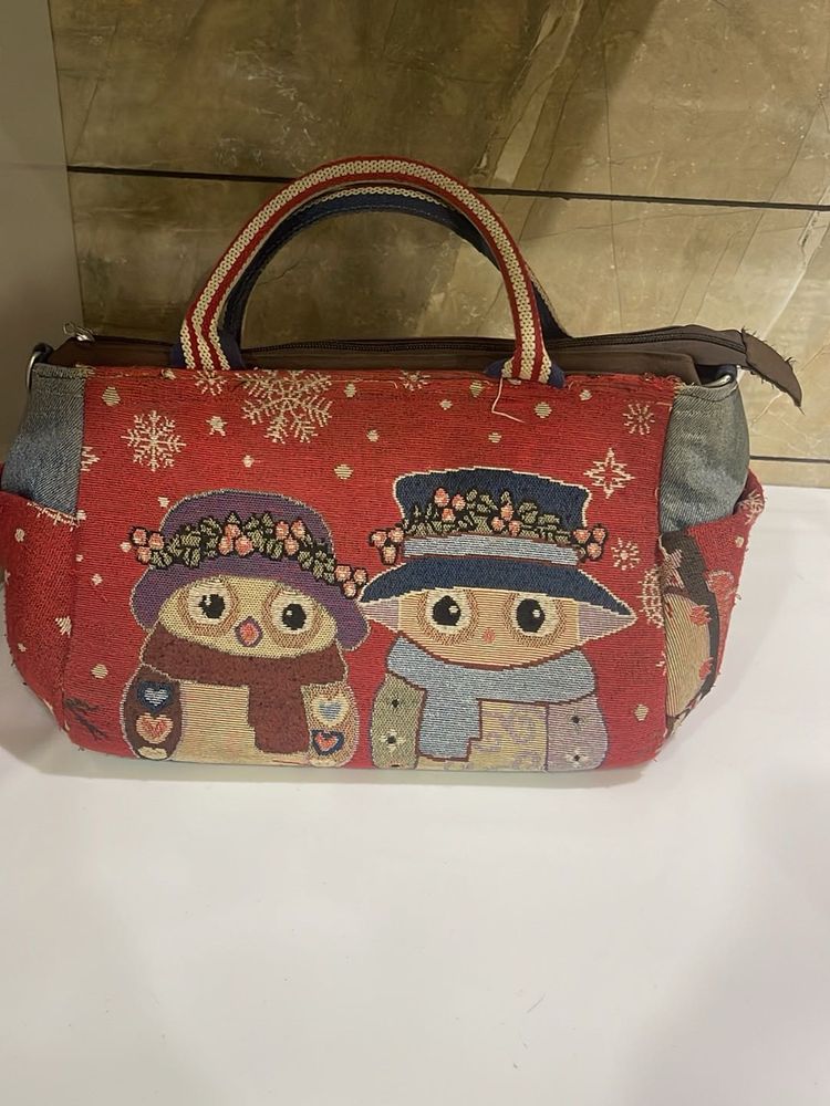 Thailand famous Cute Owl Tapestry Handbag
