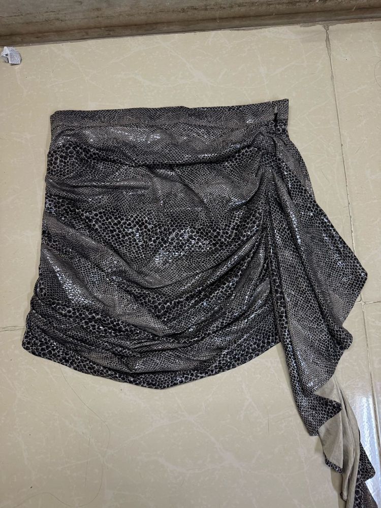 Snakeskin Print Mini Skirt