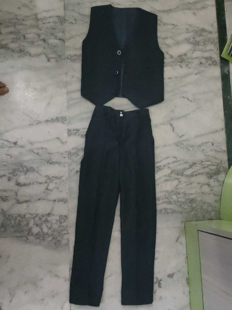 Boys Navy Blue Waist coat and Pant set