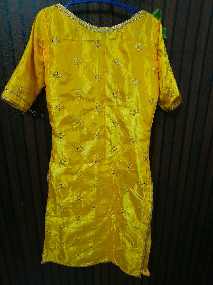 Yellow Embroidered Silk Blouse